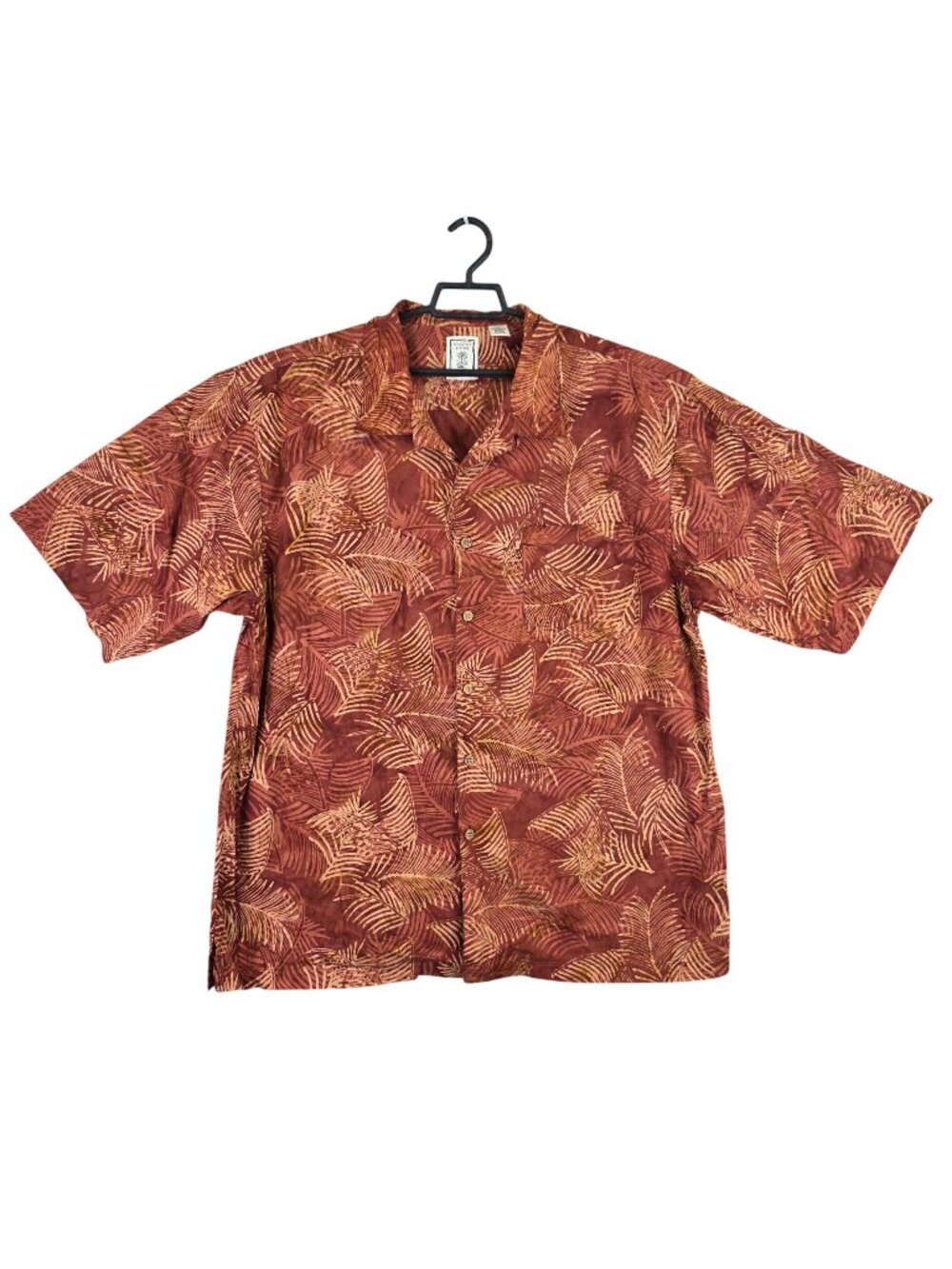 Mens Roundtree & Yorke Red & Brown Tropical Leaf Print Button Up Shirt Size 2XT